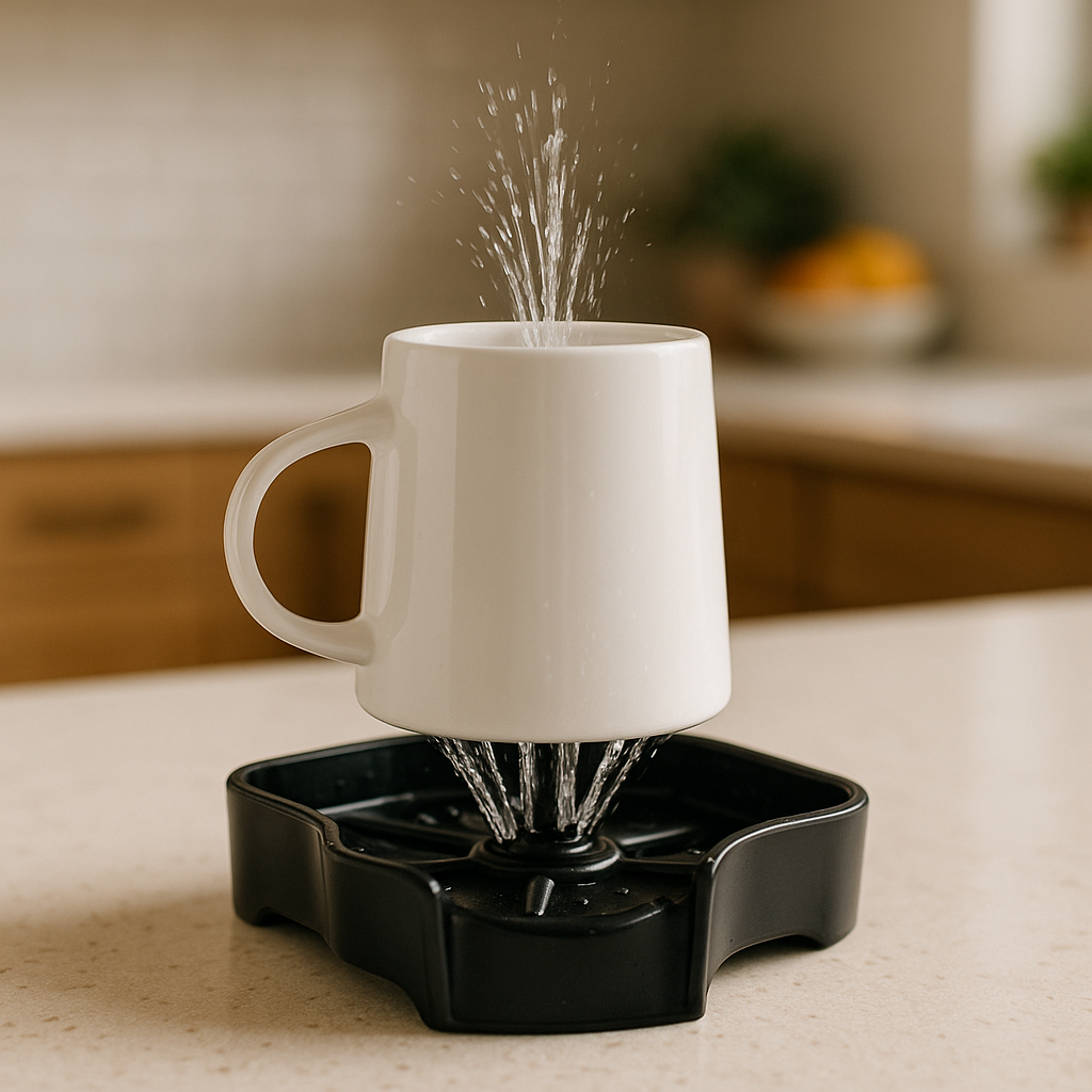 CleanBlast enjuagando una taza